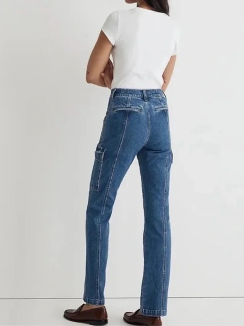 Madewell Preppy Grunge Utility High Rise 90s Straight Leg Cargo Jeans W23/ L29
